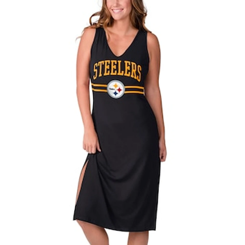 Women's G-III 4Her by Carl Banks Black Pittsburgh Steelers Training V-Neck Maxi - Dress