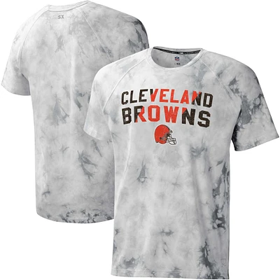 Men's MSX by Michael Strahan Gray Cleveland Browns Resolution Tie-Dye Raglan T-Shirt