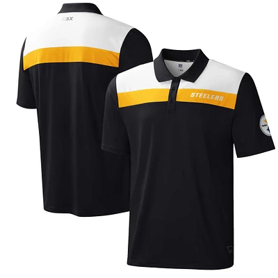 Men's MSX by Michael Strahan Black Pittsburgh Steelers Warrior Color Blocked Polo