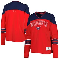 Women's Tommy Hilfiger Red Washington Capitals Abigail V-Neck Long Sleeve T-Shirt