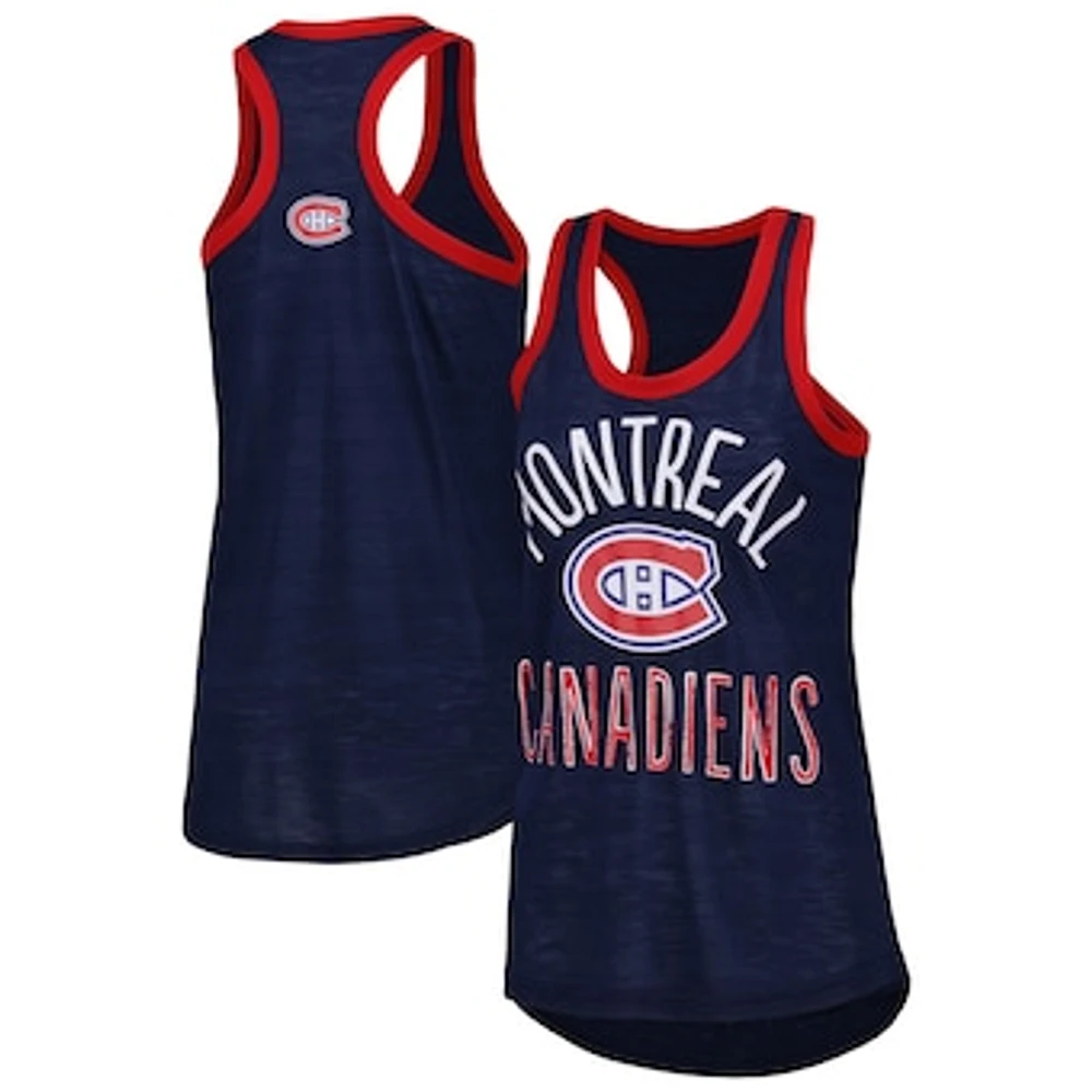 Women's G-III 4Her by Carl Banks Navy Montreal Canadiens First Base Racerback Scoop Neck Tank Top