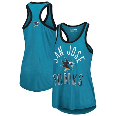 Women's G-III 4Her by Carl Banks Teal San Jose Sharks First Base Racerback Scoop Neck Tank Top