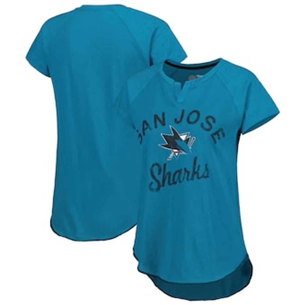 Women's Starter Teal San Jose Sharks Grand Slam Raglan Notch Neck T-Shirt