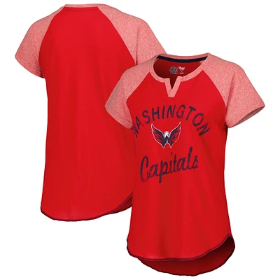 Women's Starter Red Washington Capitals Grand Slam Raglan Notch Neck T-Shirt