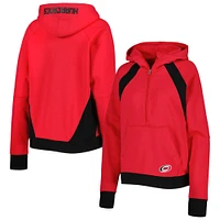 Women's Starter Red Carolina Hurricanes Wishbone Half-Zip Hoodie