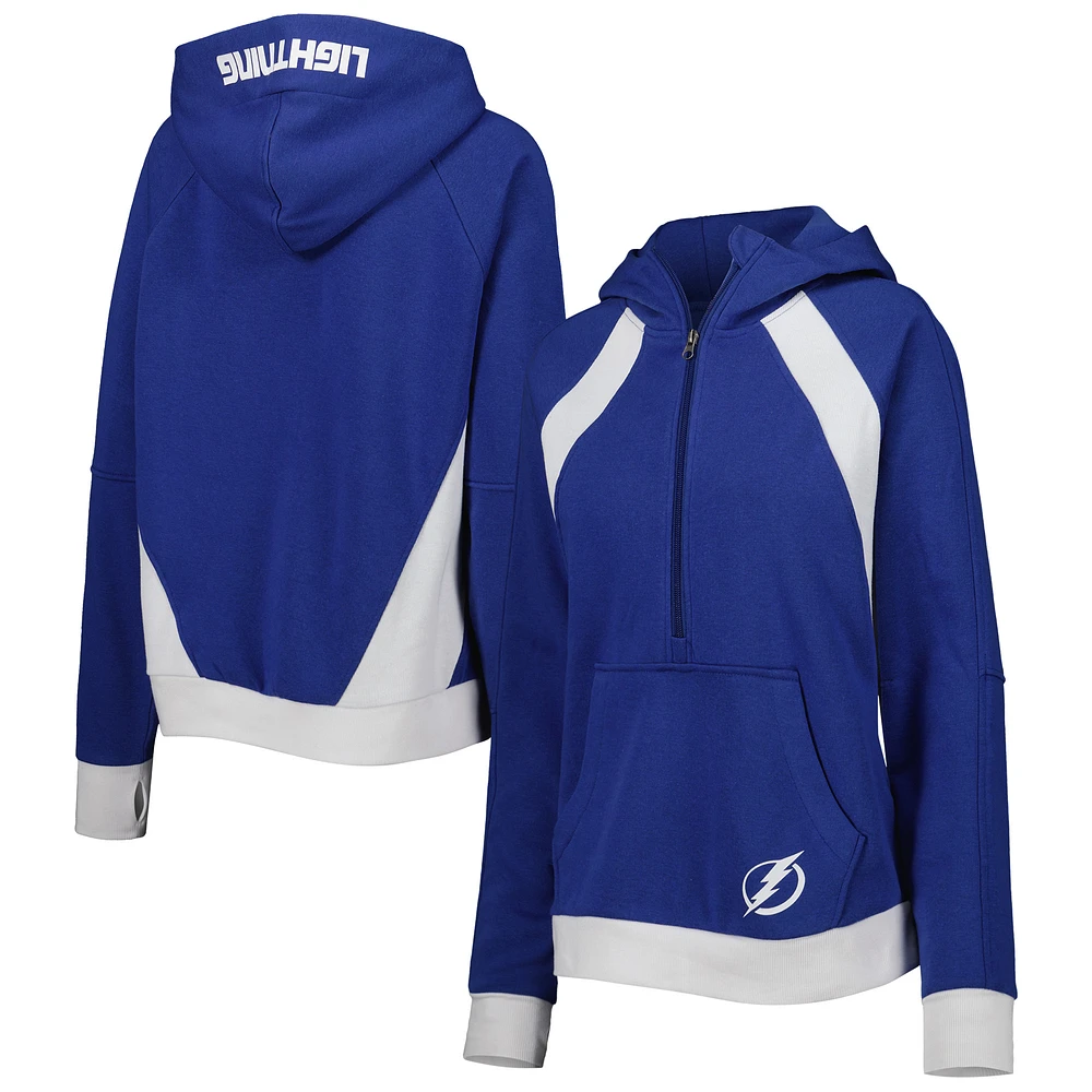 Women's Starter Blue Tampa Bay Lightning Wishbone Half-Zip Hoodie