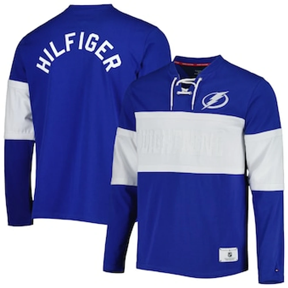 Men's Tommy Hilfiger Blue Tampa Bay Lightning Walter Lace-Up Long Sleeve Top