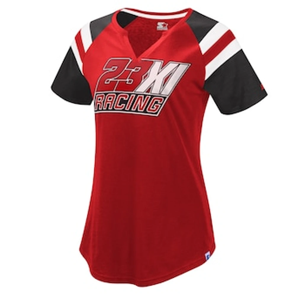 Women's Starter Red/Black 23XI Racing Game On Notch V-Neck T-Shirt