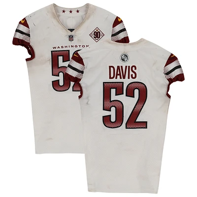 Jamin Davis Washington Commanders Game-Used #52 White Jersey vs. Houston Texans on November 20 2022