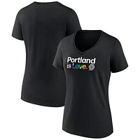 Women's Black Portland Trail Blazers City Pride Team Logo V-Neck T-Shirt