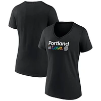 Women's Black Portland Trail Blazers City Pride Team Logo V-Neck T-Shirt