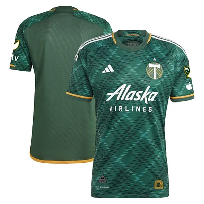 Men's adidas Green Portland Timbers 2023 Plaid Kit Authentic Jersey