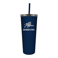 Navy Jackson State Tigers 24oz. Mascot Logo Skinny Tumbler