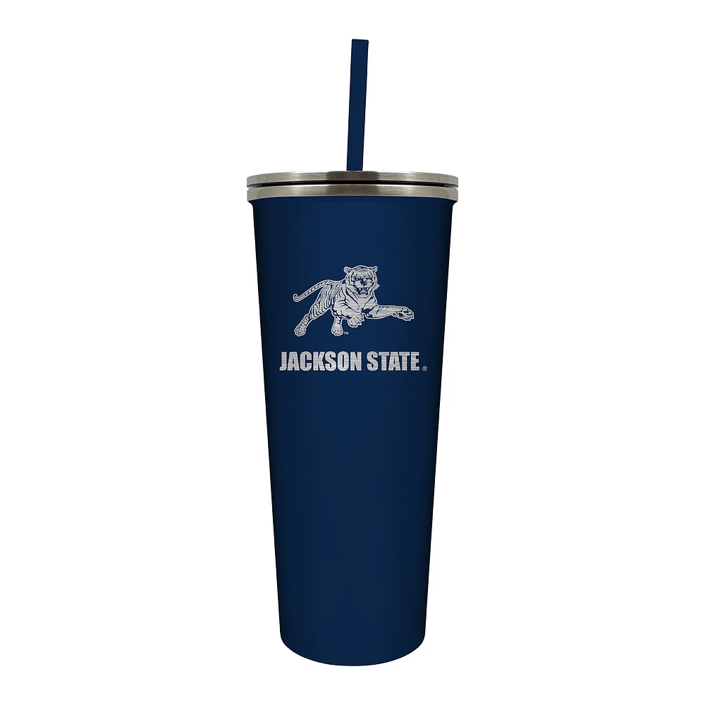 Navy Jackson State Tigers 24oz. Mascot Logo Skinny Tumbler