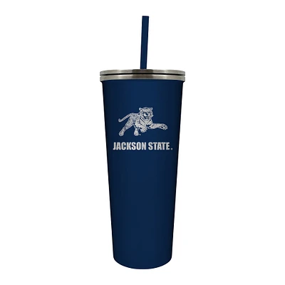 Navy Jackson State Tigers 24oz. Mascot Logo Skinny Tumbler