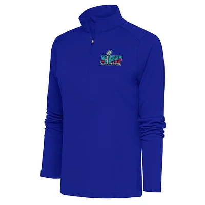 Women's Antigua Royal Super Bowl LVII Tribute Half-Zip Pullover Top