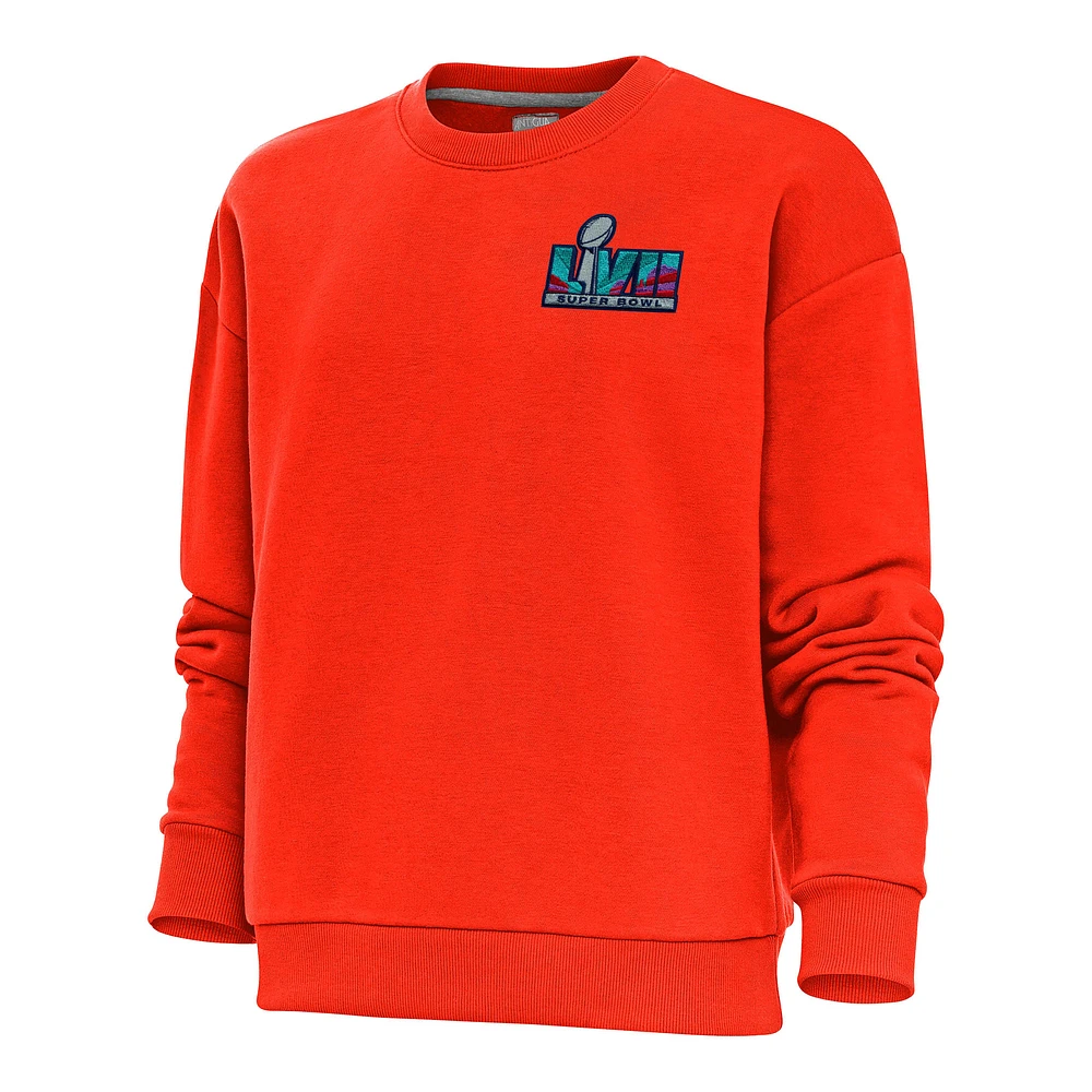 Women's Antigua Orange Super Bowl LVII Victory Pullover Sweatshirt