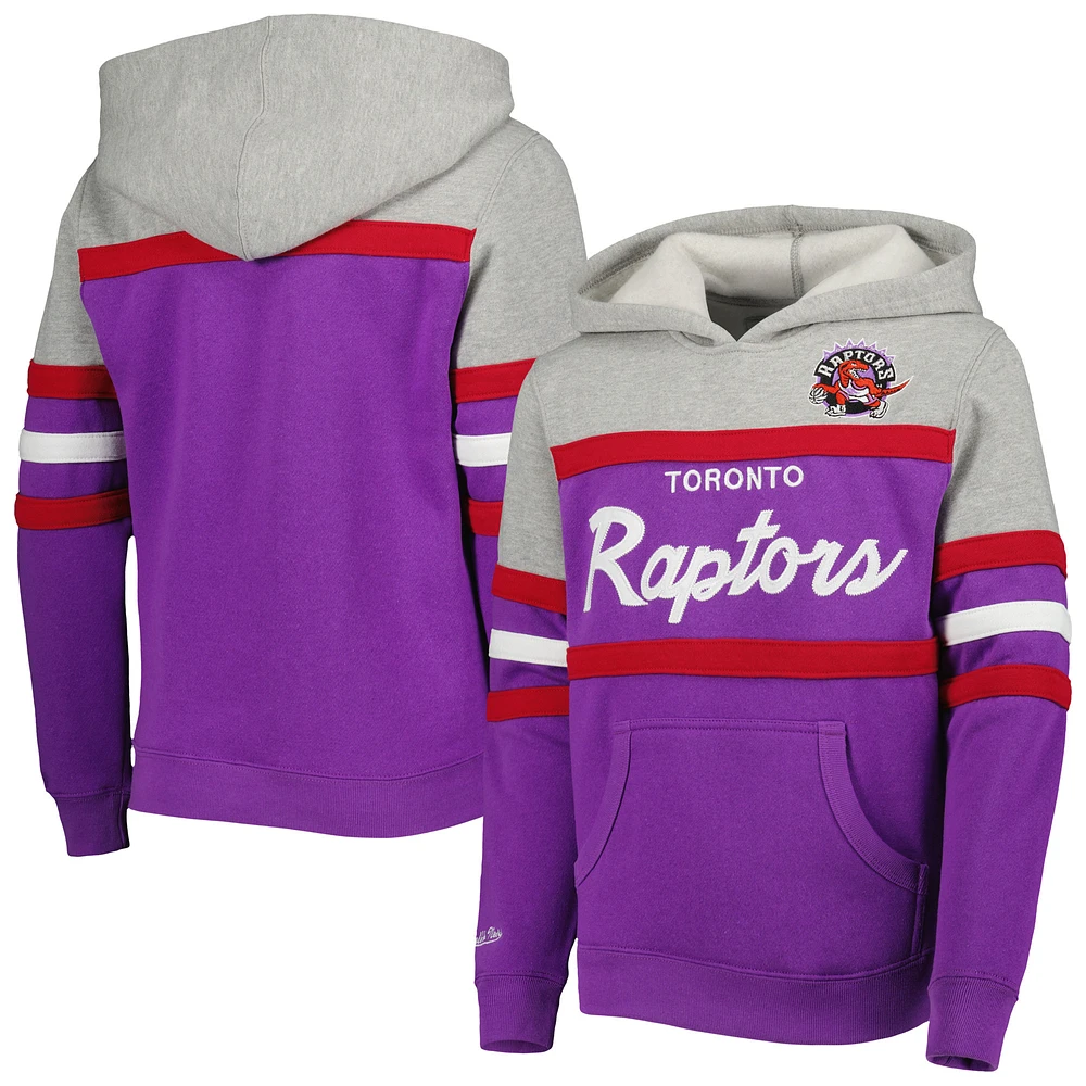 Youth Mitchell & Ness Heather Gray/Purple Toronto Raptors Hardwood Classics Head Coach Pullover Hoodie