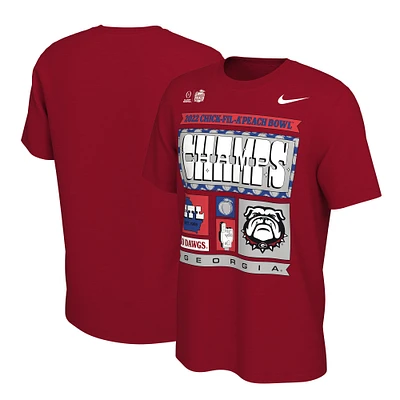 Men's Nike Red Georgia Bulldogs College Football Playoff 2022 Peach Bowl Champions Locker Room T-Shirt