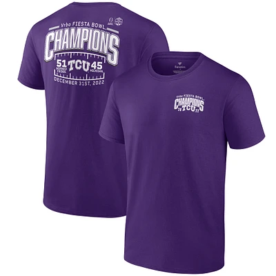 Men's Fanatics Purple TCU Horned Frogs College Football Playoff 2022 Fiesta Bowl Champions Score T-Shirt