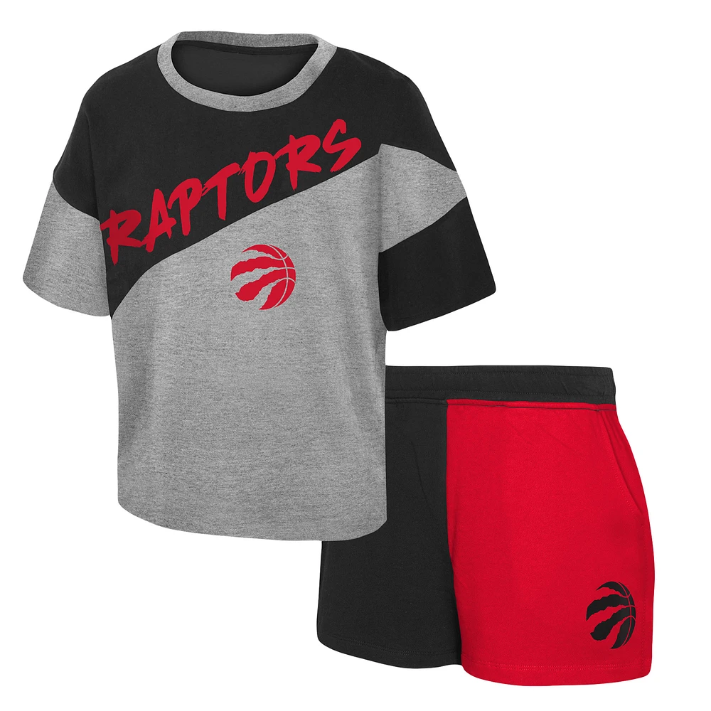 Toddler Heather Gray/Black Toronto Raptors Lifestyle Superstar - T-Shirt & Shorts Set