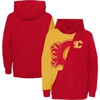 Youth Yellow/Red Calgary Flames Unrivaled - Pullover Hoodie