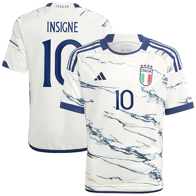 Youth adidas Lorenzo Insigne White Italy National Team 2023 Away - Replica Player Jersey