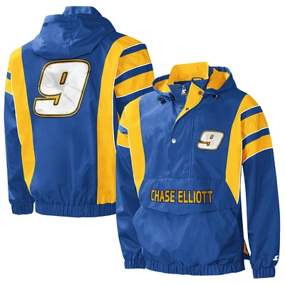 Men's Starter Royal/Yellow Chase Elliott Impact Half-Snap Pullover Jacket