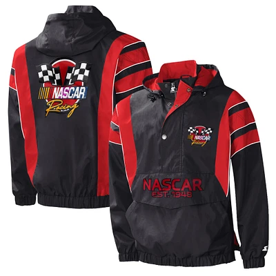 Men's Starter Black/Red NASCAR Impact Half-Snap Pullover Jacket