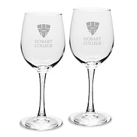 Hobart & William Smith Colleges Logo 12oz. 2-Piece Traditional White Wine Glass Set