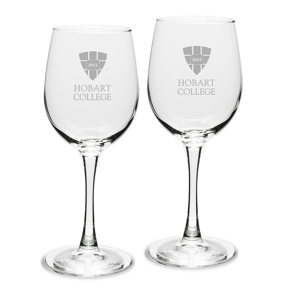 Hobart & William Smith Colleges Logo 12oz. 2-Piece Traditional White Wine Glass Set