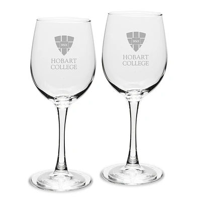 Hobart & William Smith Colleges Logo 12oz. 2-Piece Traditional White Wine Glass Set