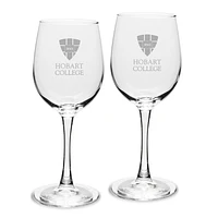 Hobart & William Smith Colleges Logo 12oz. 2-Piece Traditional White Wine Glass Set