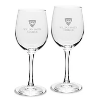 Hobart & William Smith Colleges Primary Logo 12oz. 2-Piece Traditional White Wine Glass Set