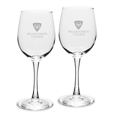 Hobart & William Smith Colleges Primary Logo 12oz. 2-Piece Traditional White Wine Glass Set