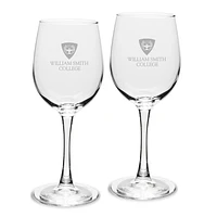 Hobart & William Smith Colleges Primary Logo 12oz. 2-Piece Traditional White Wine Glass Set