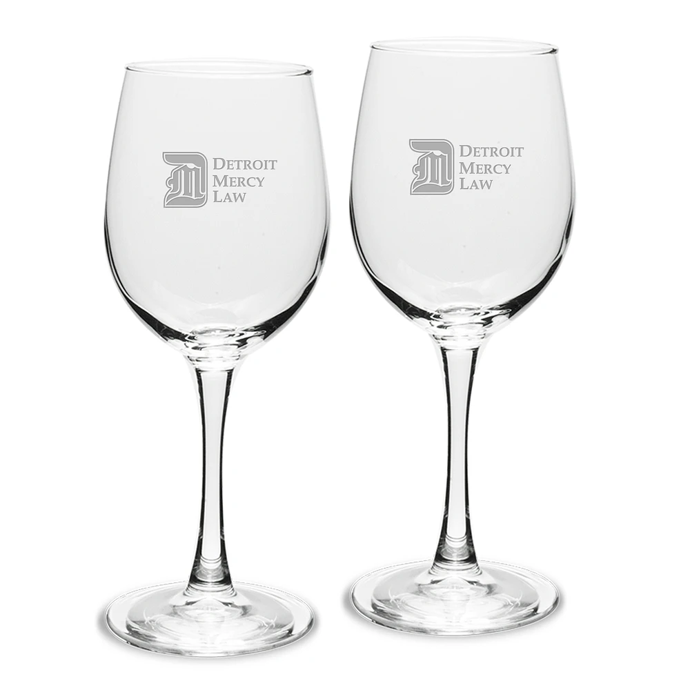 Detroit Mercy Titans Primary Logo 12oz. 2-Piece Traditional White Wine Glass Set