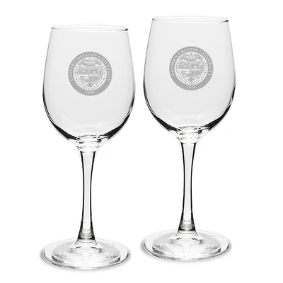 Eastern Oregon Mountaineers Primary Logo 12oz. 2-Piece Traditional White Wine Glass Set