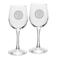 Eastern Oregon Mountaineers Primary Logo 12oz. 2-Piece Traditional White Wine Glass Set