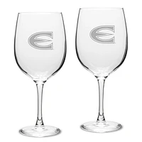 Emporia State Hornets Logo 19oz. 2-Piece Traditional Red Wine Table Glass Set