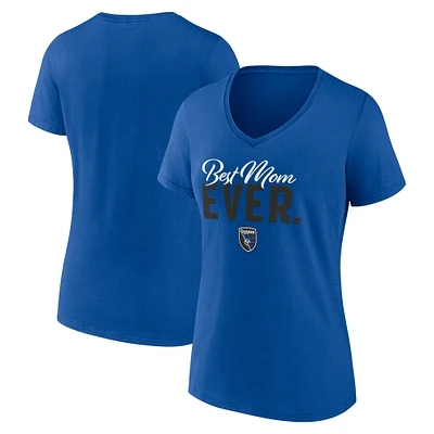 Women's Royal San Jose Earthquakes Mother's Day Best Mom Ever - V-Neck T-Shirt