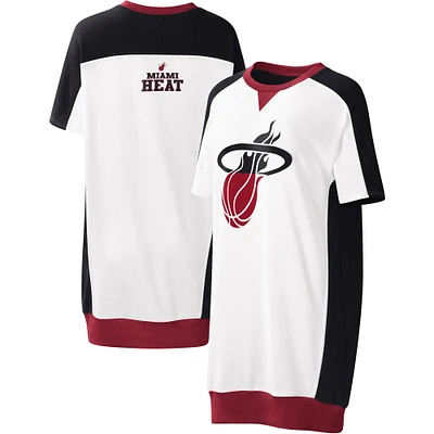 Women's G-III 4Her by Carl Banks White Miami Heat Free Throw T-Shirt Dress
