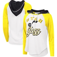 Women's G-III 4Her by Carl Banks White Utah Jazz MVP Raglan Hoodie Long Sleeve T-Shirt