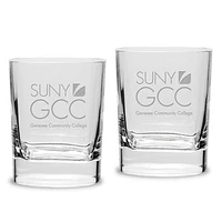 SUNY Genesee Community College 2-Piece 11.75oz. Luigi Bormioli Square Double Old Fashion Glass Set