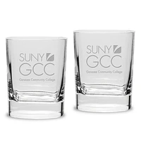 SUNY Genesee Community College 2-Piece 11.75oz. Luigi Bormioli Square Double Old Fashion Glass Set