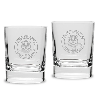 Eastern Connecticut State Warriors 2-Piece 11.75oz. Luigi Bormioli Square Double Old Fashion Glass Set