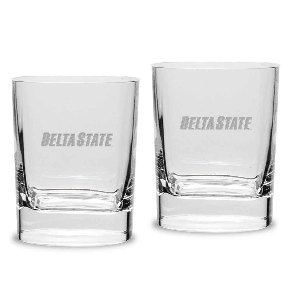 Delta State Statesmen 2-Piece 11.75oz. Luigi Bormioli Square Double Old Fashion Glass Set