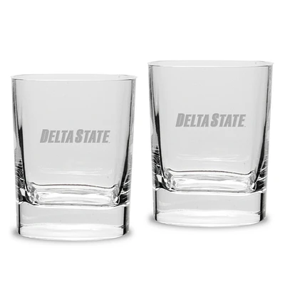Delta State Statesmen 2-Piece 11.75oz. Luigi Bormioli Square Double Old Fashion Glass Set