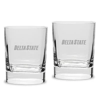 Delta State Statesmen 2-Piece 11.75oz. Luigi Bormioli Square Double Old Fashion Glass Set