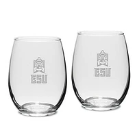 East Stroudsburg Warriors 15oz. 2-Piece Stemless Wine Glass Set